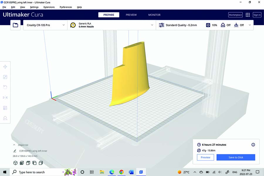 I used Ultimaker Cura as my slicing program, and it was easy to set up with the CR-10S Pro.