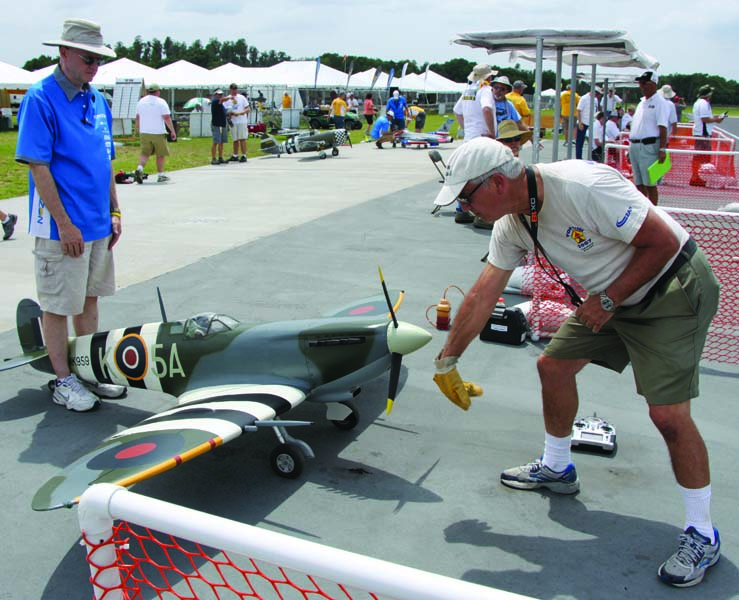 Hand-starting is the norm for most giant-scale modelers. If you do hand-prop your engine, be sure to wear a heavy leather glove for increased finger protection.